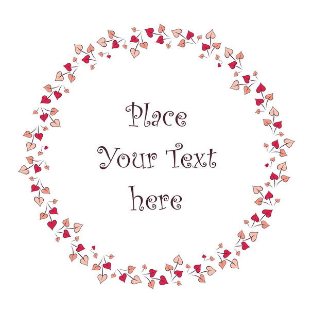 Valentine round floral frame. Vector illustration isolated on a white background. - ベクター画像