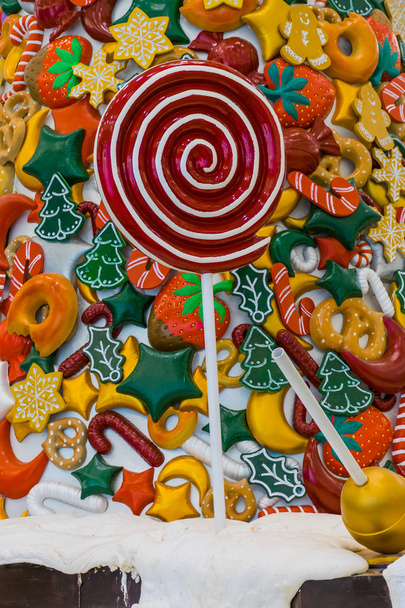 Christmas candy , snow , lollipop and colors - Photo, Image