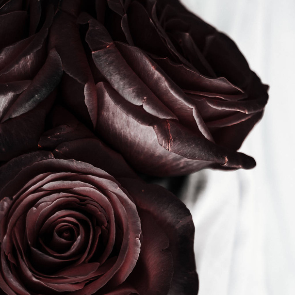 black rose flower - wedding, holiday and floral garden styled concept, elegant visuals - Foto, Imagem