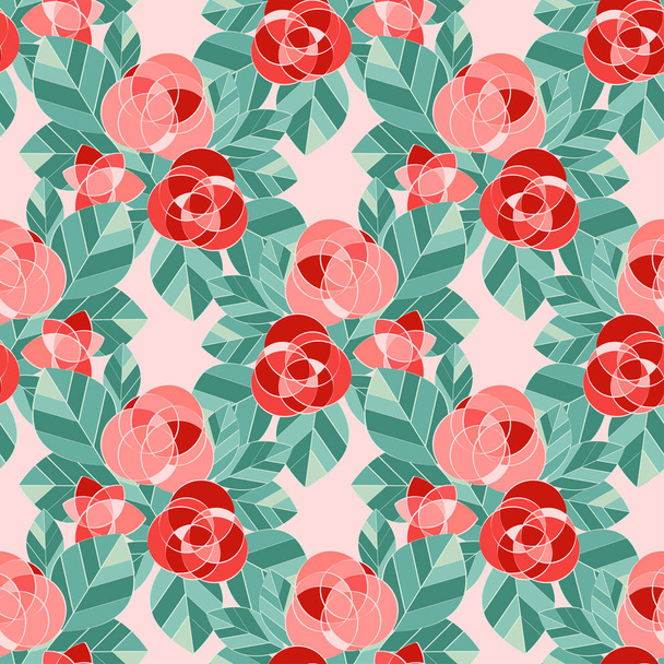 Seamless pattern with decorative pink roses on pink background. Valentine's day. Vector illustration. Can be used for wallpaper, textile, invitation card, web page background. - Vettoriali, immagini