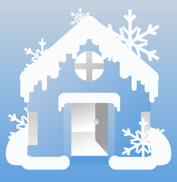 Winter Cold House Cartoon Farbe Vektor Illustration, horizontal - Vektor, Bild