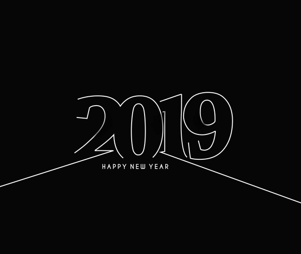 幸せな新しい年 2019年行本文デザイン、ベクトル イラスト. - ベクター画像