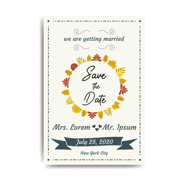 Hochzeit Datum speichern, Einladungskarte mit weißem Hintergrund, Vektor, Illustration, eps-Datei - Vektor, Bild