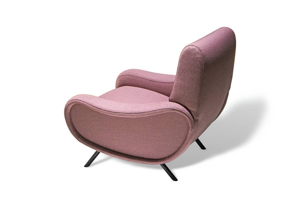 Bézs színű fotel. Modern designer szék, fehér háttér. Textil kárpitos szék - Fotó, kép