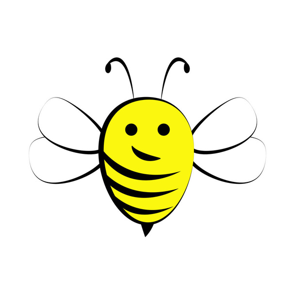 schönes schlichtes Design einer gelb-schwarzen Biene auf weißem Hintergrund - Vektor, Bild