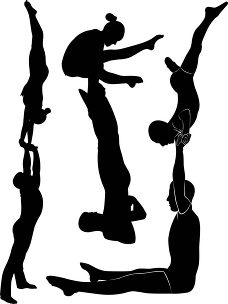 Гімнастки акробати векторний чорний силует
 - Вектор, зображення