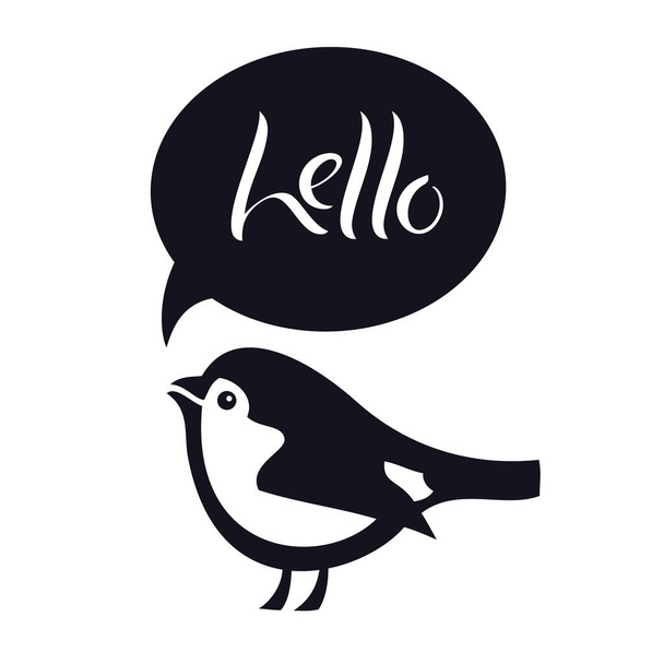 Little bird Hello Isolated vector icon Symbol Design label and logotype - Wektor, obraz