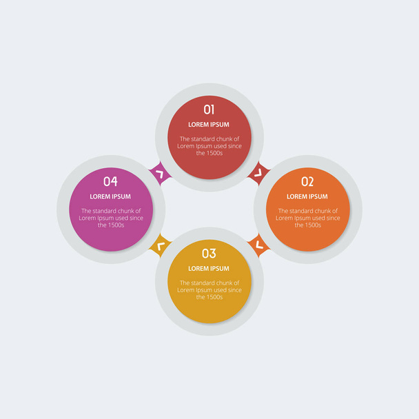 4 step infographic, four choices flow infographic, circular options processes diagram - Vektor, Bild