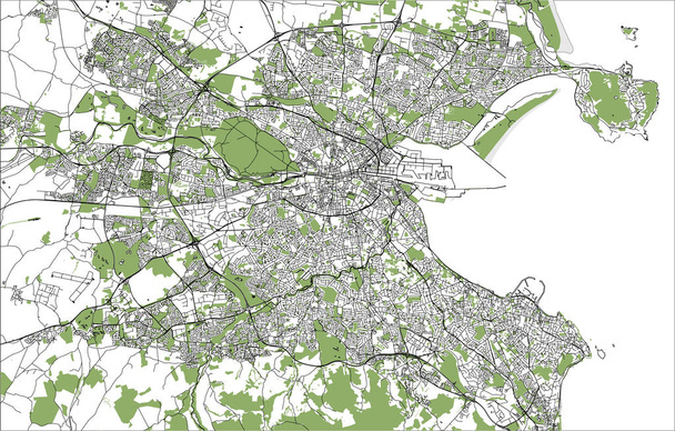 Vector χάρτη της πόλης του Δουβλίνου, Ιρλανδία - Διάνυσμα, εικόνα