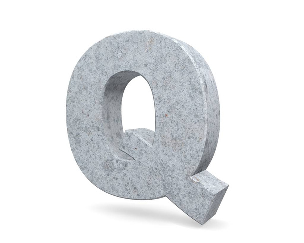 Concrete Capital Letter - Q isolated on white background. 3D render Illustration - Photo, image