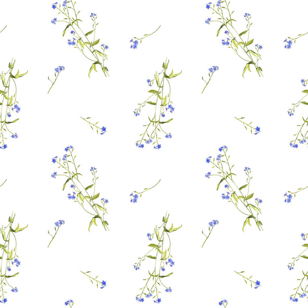 Seamless pattern with flowers of forget-me-nots - Fotoğraf, Görsel