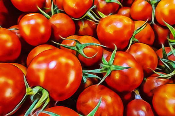 close up tomatoes in greengrocer - Photo, Image