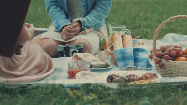 Menschen bei einem Picknick aus nächster Nähe - Filmmaterial, Video