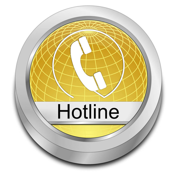 decorative golden hotline button - 3D illustration - Photo, Image