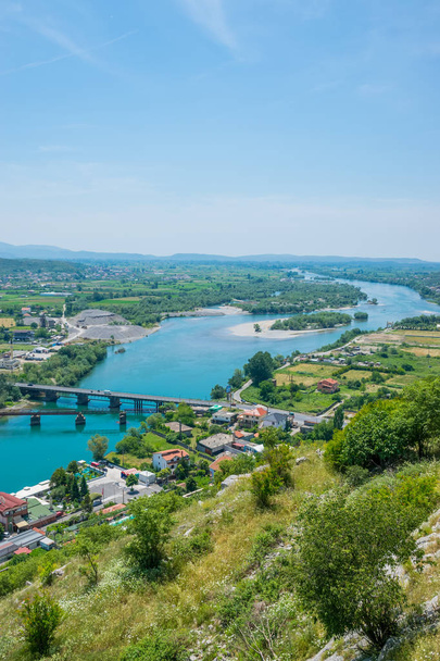Rozafa, Arnavutluk Ortaçağ Kalesi surlarının dan manzaralar - Fotoğraf, Görsel