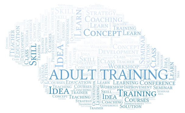 Adult Training word cloud. Wordcloud made with text only. - Photo, Image