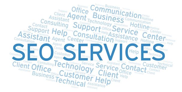Seo Services word cloud. Wordcloud made with text only. - Photo, Image