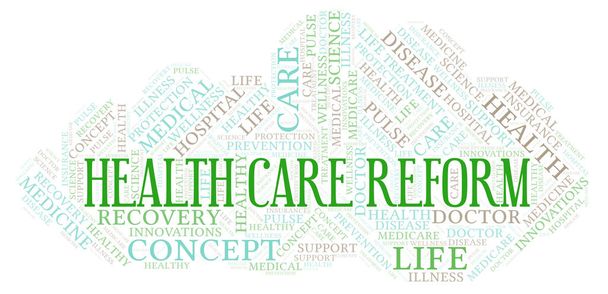 Egészségügyi Reform szó felhő. Wordcloud készült csak szöveg. - Fotó, kép