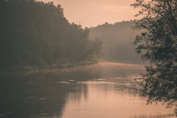 scenic view of beautiful sunset over Gauja river in Latvia - Photo, Image