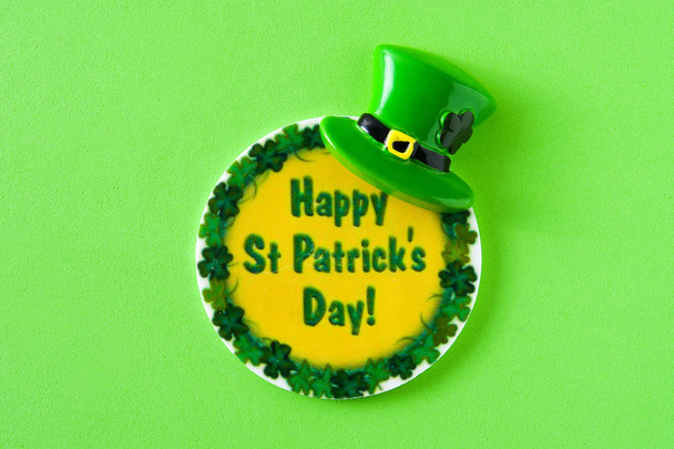St Patrick Day symbols on green background.  - Photo, Image