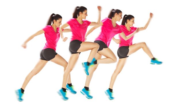 Different positions woman starting running - Foto, Imagen