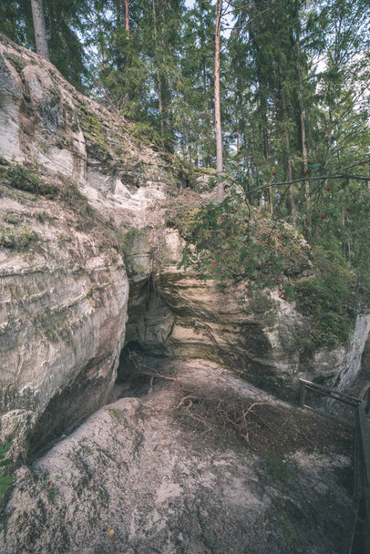 close up view of sandstone cliffs in Latvia - Fotó, kép