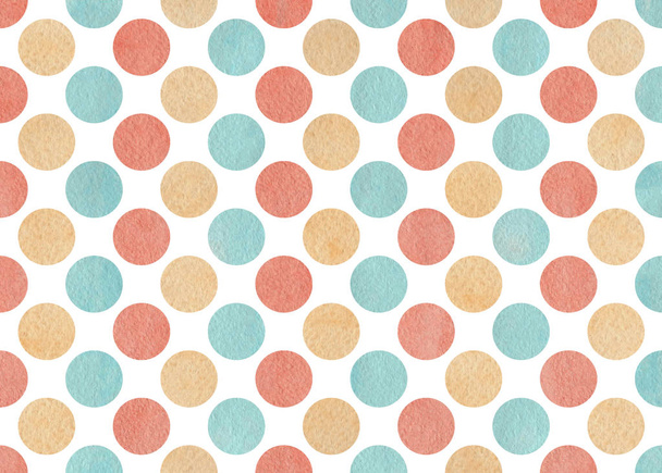 Aquarell blau, beige und rosa Tupfen Hintergrund. Muster mit bunten Tupfen für Sammelalbum, Hochzeits-, Party- oder Baby-Shower-Einladungen. - Foto, Bild
