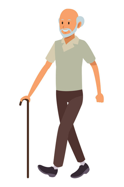 old man with cane - Vector, Image