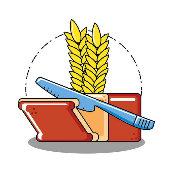 delicious bread with spike and knife - Vector, Image