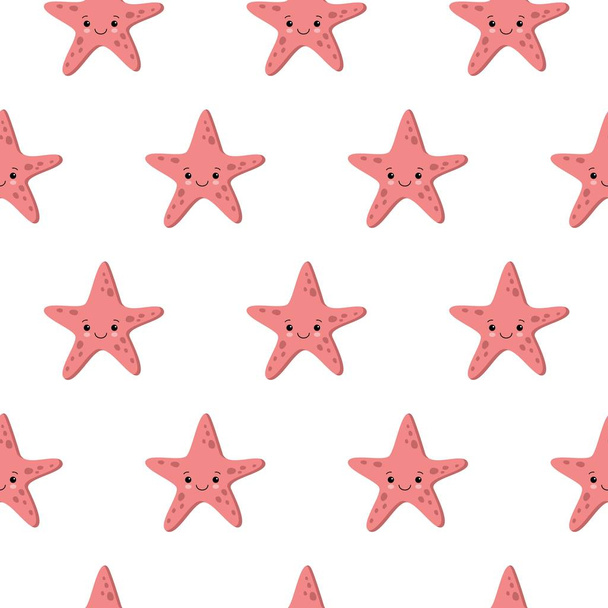 Seamless pattern with starfishes Cute nautical backgrounds. Marine life Background. Baby shower vector illustration. - Vector, Image