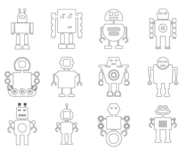 Vector icons of robots in a flat design - Vector, Image