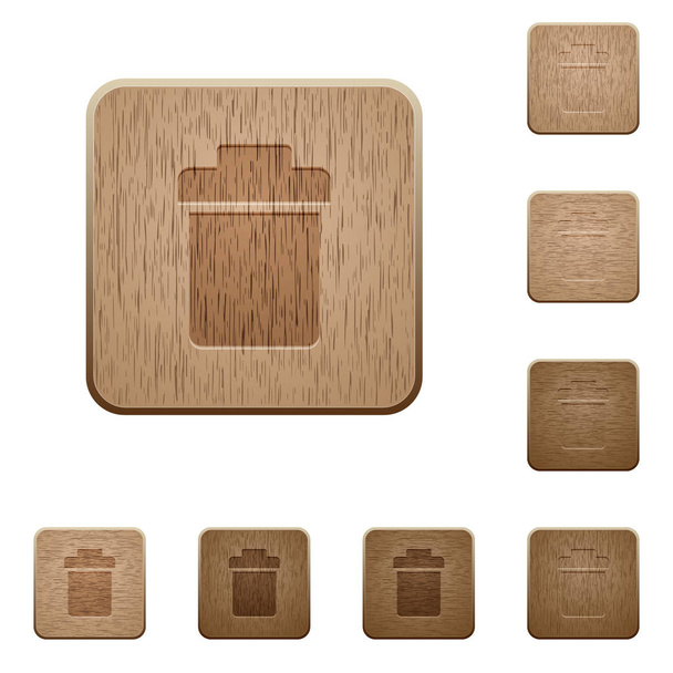 Basura única en estilos de botón de madera tallada cuadrada redondeada
 - Vector, imagen