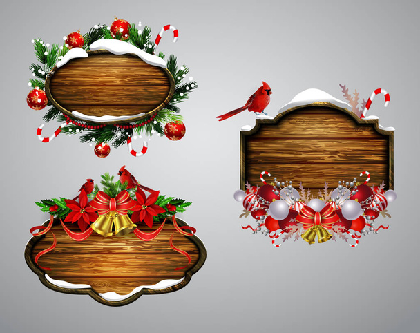 ベクトル木製クリスマスボード - ベクター画像