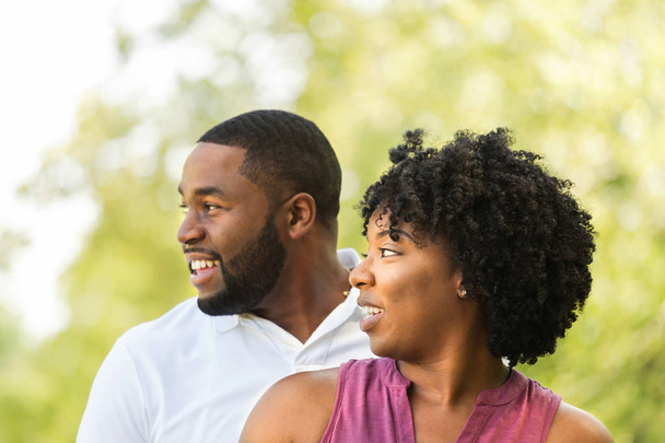 Happy African American couple laughing and smiling. - Photo, image