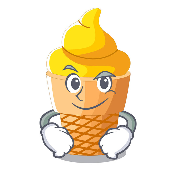 Smirking banana ice cream isolated on mascot vector illustration - Vektör, Görsel