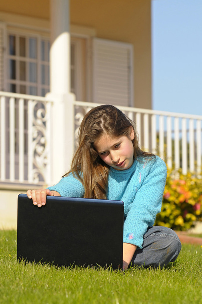 Girl with laptop - Photo, Image