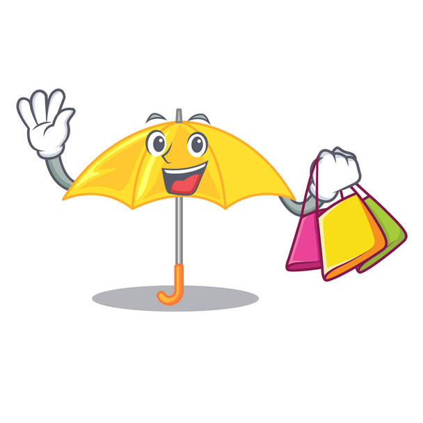 Shopping umbrella yellow in a shape cartoon vector illustration - Vetor, Imagem