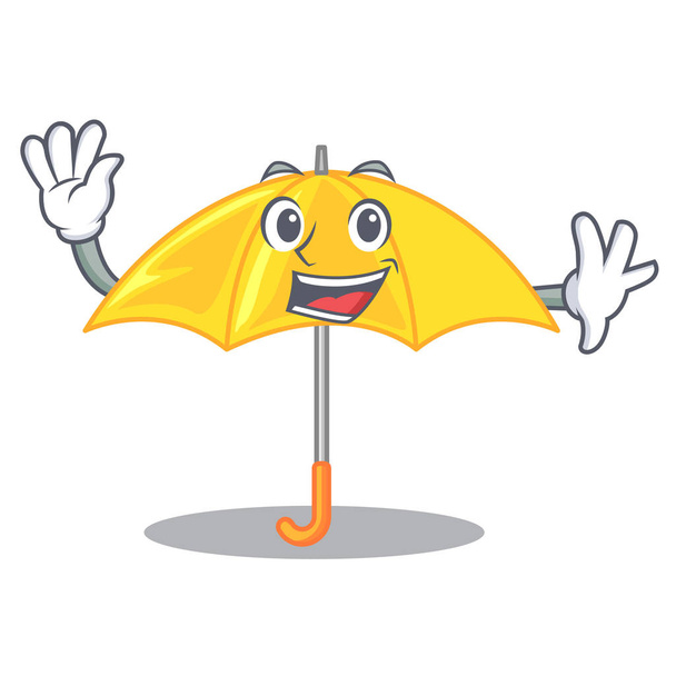 Waving umbrella yellow in a shape cartoon vector illustration - Vektor, obrázek