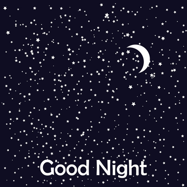 Good night card with the moon and stars - Vector, imagen