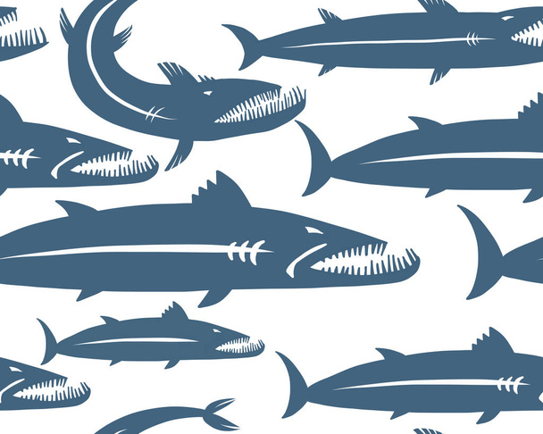 Barracuda fish, seamless pattern for your design. Vector illustration - Vektor, obrázek