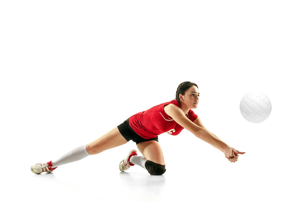 Female professional volleyball player isolated on white - Photo, Image