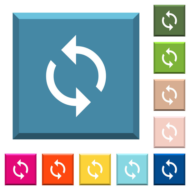 Loop ícones brancos em botões quadrados afiados em várias cores da moda
 - Vetor, Imagem