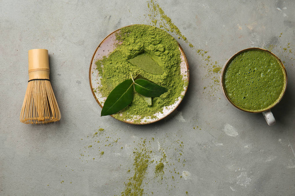 Composition with matcha tea on table - Foto, afbeelding