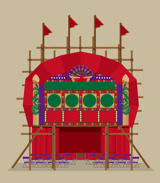 Vector illustration of a Cantonese Opera bamboo theatre - Vector, Image