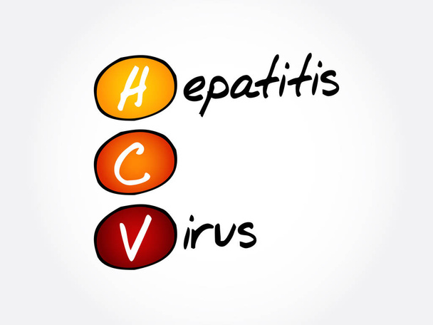HCV - virus hepatitidy C, akronym zdravotní koncepce pozadí - Vektor, obrázek
