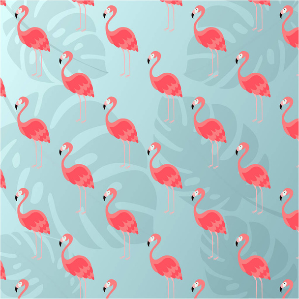 Pink flamingo pattern. Vector illustration - Vektör, Görsel