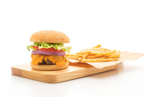 fresh tasty beef burger with cheese isolated on white background - Foto, immagini