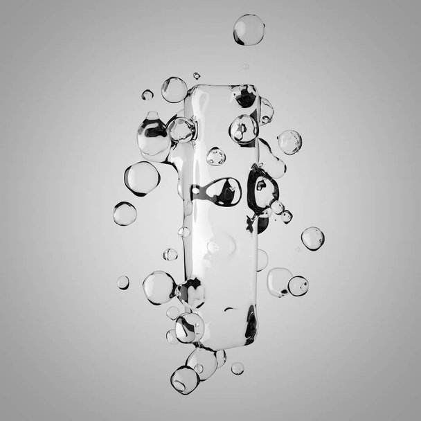3D water letter L lowercase. 3D rendering transparent water font with drops. - Photo, Image