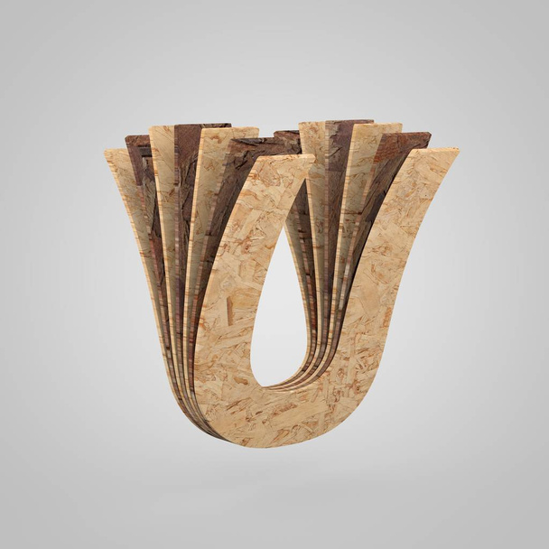3D wooden letter U uppercase. 3D rendering chipboard font.  - Photo, Image