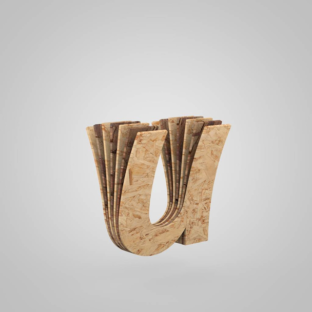 Letra de madera 3D U minúscula. 3D rendering chipboard fuente
.  - Foto, imagen